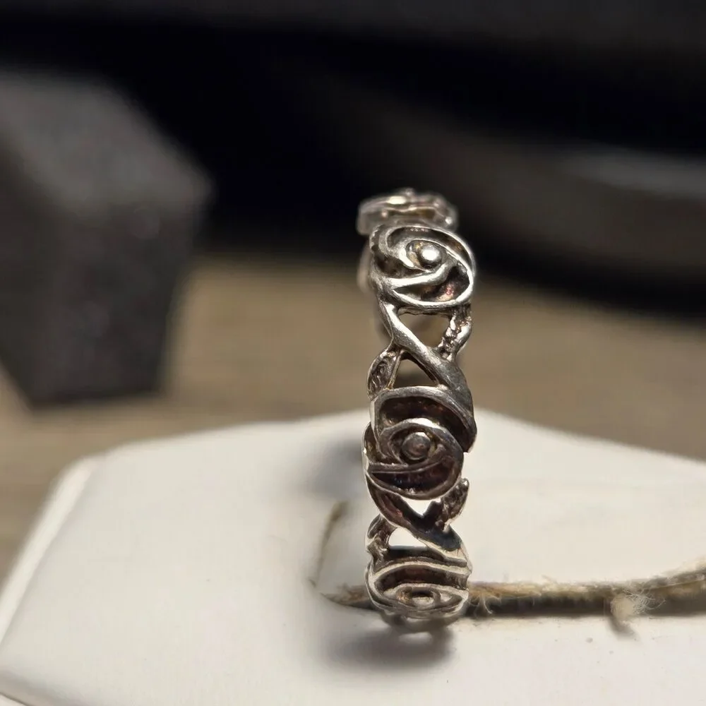 Roses vintage sterling silver ring sz 7.5
